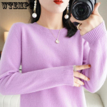 S&uuml;gisel ja talvel uued &uuml;mara kaelusega kampsunid naiste pullover kudumid &uuml;hev&auml;rvilised pikkade varrukatega naiste &otilde;huke aluskate l&uuml;hike aluskate M valge