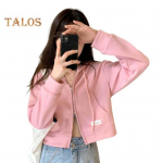 S&uuml;giskevadine naiste mantel kapuutsiga pingutusn&ouml;&ouml;r pikkade varrukatega taskud lukuga kinni, elastne manseti all&auml;&auml;r l&uuml;hikest t&uuml;&uuml;pi spordikapuuts vabaaja igap&auml;evaseks kandmiseks jakk lilla