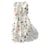 Naiste mood vabaajaprinteriga rev&auml;&auml;rkrae nupp, 3/4 varrukatega riiderihmadega kleit XXL roheline