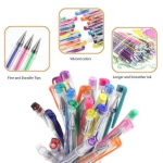 &Uuml;limalt peen geelpliiats teemantotsa ja geelit&auml;idisega, v&auml;rvipliiats, parem meisterdamiseks, vigurkiri, maalimine, v&auml;rvimine, s&auml;ra, neoon, pastell, metallik 24 gel pen set