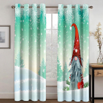 J&otilde;ulukaunistuste kardin 3D multifilm J&otilde;uluvana j&otilde;ulupuu pol&uuml;esterriidest kardin lumememme muster pidulik atmosf&auml;&auml;r W132cm x H160cm&Hook