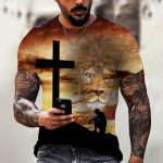 T-s&auml;rgid Meestele Cross Graphic Jeesus Kristus 3D Prindiga Meeste Ts&auml;rk Retro Klassikaline L&uuml;hikeste varrukatega Avara Isikup&auml;ra Suured Topid 5XL