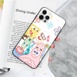 JS44 SpongeBob Cartoon must pehme &uuml;mbris iPhone 16 15 Plus 14 13 Pro 8 SE XR XS Max P30 Nova 5T Y5P Y6 Y7 Y8P Y9 Realme C30 C33 C31 VIVO Y36 V27 jaoks iPhone 13 Pro Max tuhmkollane