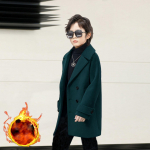 S&uuml;gis- ja talve laste mantel poistele kaherealine tuulekindel vaba&otilde;hu pikk jakk laste peomantel 170cm tumeroheline v&auml;rv