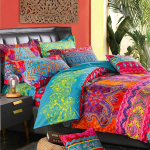 Eksootiline Boho tekikotikomplekt Pehme boheemlaslik voodipesu Punane sinakasroheline mandalaprindiga voodipesu P&ouml;&ouml;ratav triibuline lukuga voodikatte kate US Queen-229x229