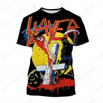 Rock Band Meeste Graafiline T-s&auml;rk Slayer 3D Prindiga T-s&auml;rk Meeste Naiste Mood l&uuml;hikeste varrukatega T-s&auml;rk Lastele Hiphop Topid Teesid Heavy Metal S
