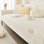 Paksendatud diivanipadja imitatsioonlambavillast pehme diivanikate soe libisemiskindel universaalne diivanikate elutoa diivanite kaunistuseks C 70x120cm 1pc beige