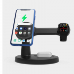 3 &uuml;hes magnetiline juhtmevaba laadimisalus Magsafe'ile iPhone 16 15 14 13 Pro Maxile Apple Watch 9 8-le AirPods Prole Kiirlaadimisjaam must