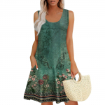 Naiste suvekleidid avara U-kaelusega varrukateta, taskutega p&auml;ikesekleidid L must