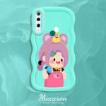 Maalitud mustriga Suure Laine &Auml;&auml;r Pehmest Silikoonist Materjalist Makroon Telefoni&uuml;mbris P&otilde;rutuskindel Kaitsev Kummist Kest iPhone'ile Huawei Honorile Infinixile Tecnole Tecno Pova 6 Neo sinine