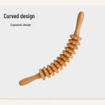 T&auml;ispuidust kumera k&auml;epidemega rullmassaažiseade &ndash; puidust v&ouml;&ouml;koha l&otilde;dvestus- ja treeningpulk Curved 12-wheel massage stick, 41*5.5CM