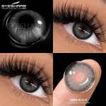 EYESHARE 1Pair Black Colored Contact Lenses Yearly Use Soft Cosmetic Eye Beauty Lenses for Eye Dark Color Eye Cosmetics
