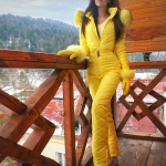 Naiste Talvine Soe Lumekost&uuml;&uuml;m V&auml;lispordi P&uuml;ksid Suusakost&uuml;&uuml;m Veekindel Kombinesoon 5XL kollane