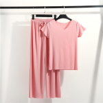 Uus kevad- ja suve naiste pidžaamakomplekt Modaal L&uuml;hikeste varrukatega P&uuml;ksid Kaheosaline komplekt V-kaelusega T-s&auml;rk &Otilde;huke Vabaaja Koduriietus Pidžaama 2XL