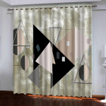 HUANZHUANG Vintage Kardin 3D Loov Geomeetriline Kunst Aknakardinad Elutoa Magamistoa Dekoor 2 t&uuml;kki Pimendav Kodu W70xH160cmx2&Grommet Top