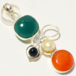 Green Onyx & Multi Gemstone Handmade Christmas Gift Jewelry Pendant 3.1 t2o72