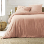 Parure de lit - PROMO LINGE - Gaze de coton - 240 x 220 cm - Rose