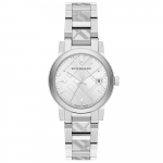 Burberry BU9144 H&otilde;bedase ruudulise stantsitud sihverplaadiga naiste k&auml;ekell h&otilde;be