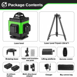 HGLINE 16 rida 4D 360&deg; rist lasertaseme v&otilde;imsusn&auml;idik horisontaalne vertikaalne nivelleerimismasin k&otilde;rge professionaalne lasertaseme t&ouml;&ouml;riist 120cm Tripod Set