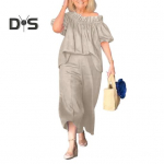 2 tk/kompl Naiste top ja p&uuml;ksid &uuml;likond volangiga &otilde;lgadel, l&uuml;hikeste varrukatega, plisseeritud pluus, laia s&auml;&auml;rega, l&otilde;dvad, &uuml;hev&auml;rvilised, l&uuml;hikesed p&uuml;ksid, puhkuse vabaaja riietus XL roosa punane v&auml;rv