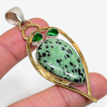 Ruby Zosite, Diopside Handmade 925 Sterling Silver Jewelry Pendant 2.96 v4j34
