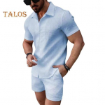 2 tk/komplekt Meeste komplekt, rev L&uuml;hikeste varrukatega s&auml;rk Topid Elastne n&ouml;&ouml;riga v&ouml;&ouml;taskud L&uuml;hikesed p&uuml;ksid &Uuml;hev&auml;rviline Rannavarustus S taevasinine v&auml;rv