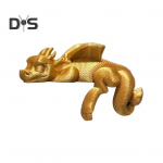 Magava draakoni raamaturiiuli kaunistus 3D-prinditud draakoni kujukeste raamatunurk magava draakoni riiuli kaunistus raamatus&otilde;pradele ja fantaasiahuvilistele kuldne