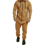 Meeste vabaaja &uuml;hev&auml;rviline fliisist kapuutsiga jumpsuit 2XL khaki