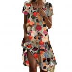 Naiste suvine lilleline kleit vabaaja l&uuml;hikeste varrukatega laia kaelusega midikleit Boho rannapuhkuse vaba p&auml;ikesekleit M