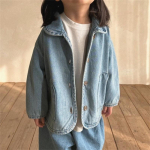 Korea stiilis laste teksajakk rev&auml;&auml;ri ja taskutega &ndash; s&uuml;gismood poistele ja t&uuml;drukutele 70 cm denim sinine v&auml;rv