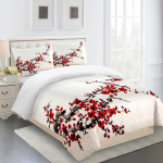 Sarja Red Wedding Rose Love Flower King Queen T&auml;is voodipesukomplektid &Uuml;he kaheinimesevoodi tekikott ja 2 tk padjakate 135x200 cm
