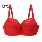 Naiste pluss suuruses push-up rinnahoidja seksikas lilleline pits t&auml;iskattega traadiga rinnahoidja polsterdatud toetav igap&auml;evane rinnahoidja suurtele rindadele 90D aprikoosi