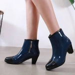 Vihmasaapad Luksuslikud Disainer Naiste Tursked kontsad Kummist kingad Veekindlad PVC Aiat&ouml;&ouml;d Galosid Poolsaapad Vihmakingad Jalatsid2024 39 sinine