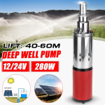 60m 12V/24V p&auml;ikeseenergia veepump 280W k&otilde;rge t&otilde;stej&otilde;uga s&uuml;gavkaevupump alalisvoolu kruviga sukelpump P&otilde;llumajanduse niisutusaed Kodu 12V