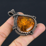 Baltic Amber Handmade Copper Wire Wrap Pendant 2.17 r6b07