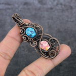 Mosaic Jasper Handmade Copper Wire Wrap Jewelry Pendant 2.76 u2y36
