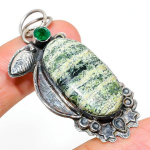 Banded Green Opal, Diopside 925 Sterling Silver Gift Pendant 2.32 t5w50
