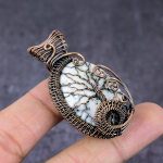 Natural Dendrite Opal Handmade Copper Wire Wrap Tree Of Life Pendant 2.17 s5y49