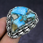 Pyrite Turquoise handmade 925 Sterling Silver Jewelry Ring Size 10.5 G4y63