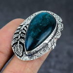 Neon Blue Apatite Handmade 925 Sterling Silver Jewelry Ring Size 8 y9f15