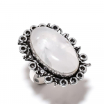 Rainbow Moonstone Handmade 925 Sterling Silver Jewelry Ring Size 8 u6f36