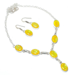Yellow Triplet Opal Gemstone Handmade 925 Sterling Silver Necklace 18 v5u39