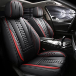 Universaalsed vastupidavad auto esiistmekatted PU-nahast istmepadi autokaitsematt Nahas&otilde;bralik istmekate 360&deg; t&auml;ielikult pakitud seljatugi One Seat punane/must