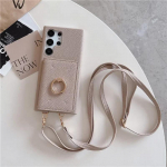 Nahast crossbody kaardihoidjaga telefoni&uuml;mbris Samsung Galaxy S23 FE S24 Ultra S22 Plus A13 A22 A33 A14 A24 A34 A53 A54 jaoks Galaxy S22