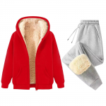 Naiste Mood &Uuml;hev&auml;rviline Ja Talvine Polsterdatud Ja Paksenenud Lukuga Kapuutsiga Dressipluus Jakk Sweatpants Vabaaja Kaheosaline Komplekt XXXXL vereoranž