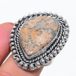 Natural Leopard Skin Gemstone 925 Sterling Silver Jewelry Ring Size 9 t3u31