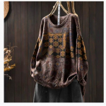 Talvine Retro V&auml;rvi Puuvillane Kootud Kampsun Naiste Lahtine Suur L&otilde;ige Isikup&auml;rane Vabaaja &Uuml;mmarguse Kaelusega Pullover L kohv