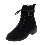 Euroopa ja Ameerika paksu talla ja paksu kontsaga l&uuml;hikesed saapad naistele 2024. aasta s&uuml;gis/talv uued lameda p&otilde;hjaga mugavad l&uuml;hikesed saapad Traf 42 must