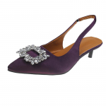 Moodsad Klassikalised Elegantsed Slingback Sandaalid Naistele Kivist Pandlaga Tagumine Rihm Lame Balleti Disain K&otilde;rge Kontsaga Kingad Br&auml;nd Mulaam B&uuml;roo Mujer 35 lilla
