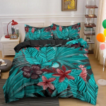 Loodus Troopilised Rohelised Lehed Kuningas Kuninganna Voodipesukomplekt Vihmamets Džungli Taim Tekikott 3D Botaaniline Pol&uuml;ester Tekikott 70x133cm 2pcs